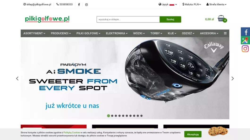 Sklep golfowy PiłkiGolfowe.pl - podgląd